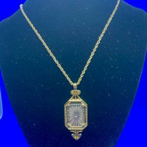 Vintage Avon Pink Camphor Glass Pendant Necklace